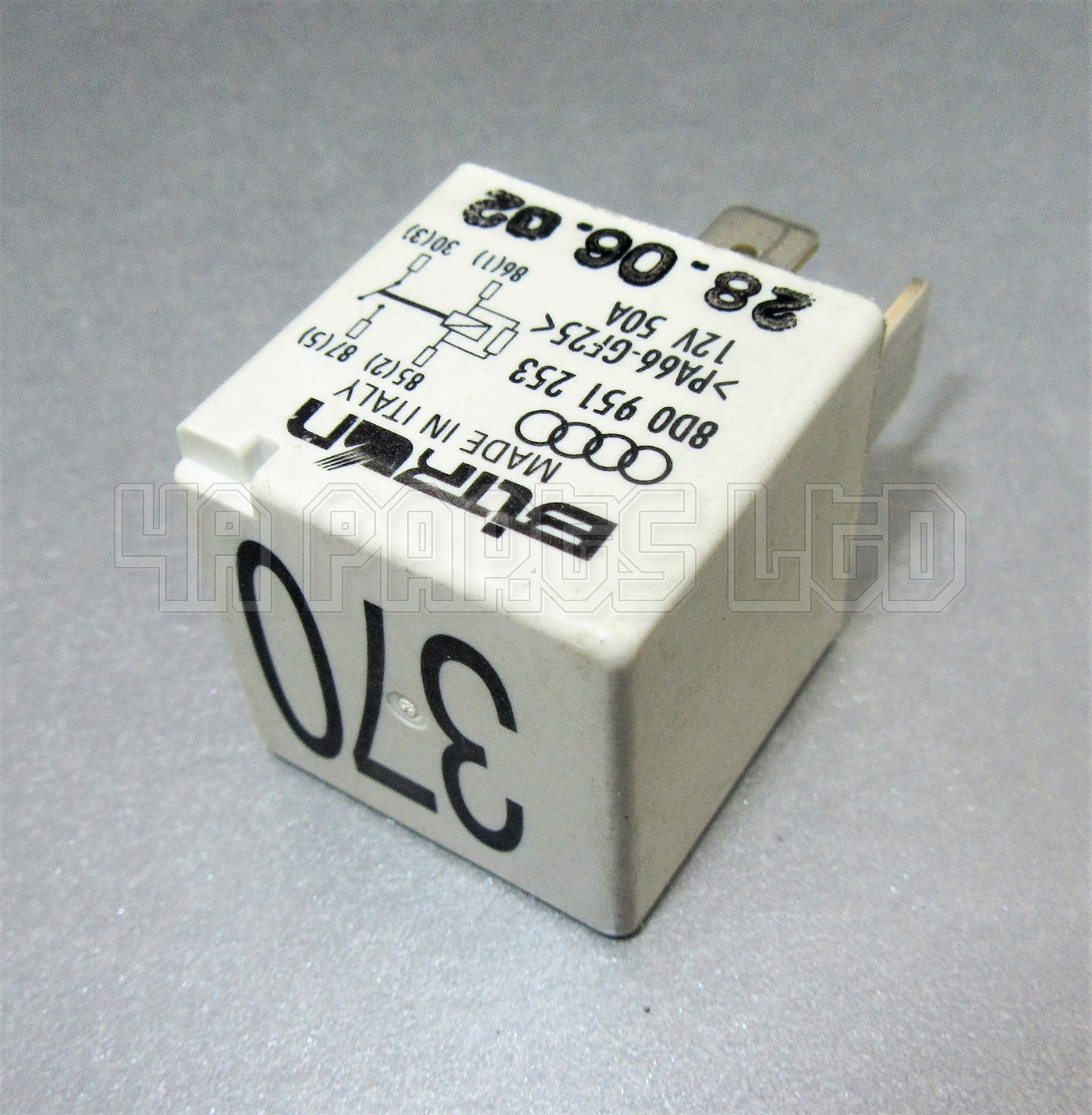 Audi VW Seat Skoda White Relay 8D0951253 (No.370) 4-Pin Bitron 12V 50A - Image 6