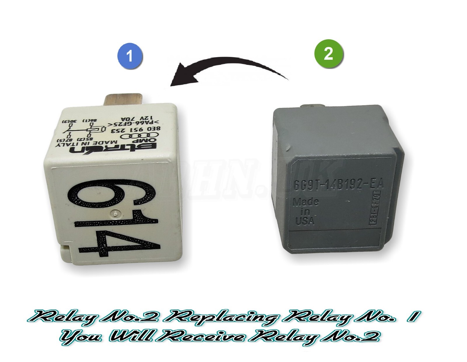 Audi 4-Pin White Relay 614 (Replacement) Glow Plug Fuel Pump 8E0951253 12V 70A