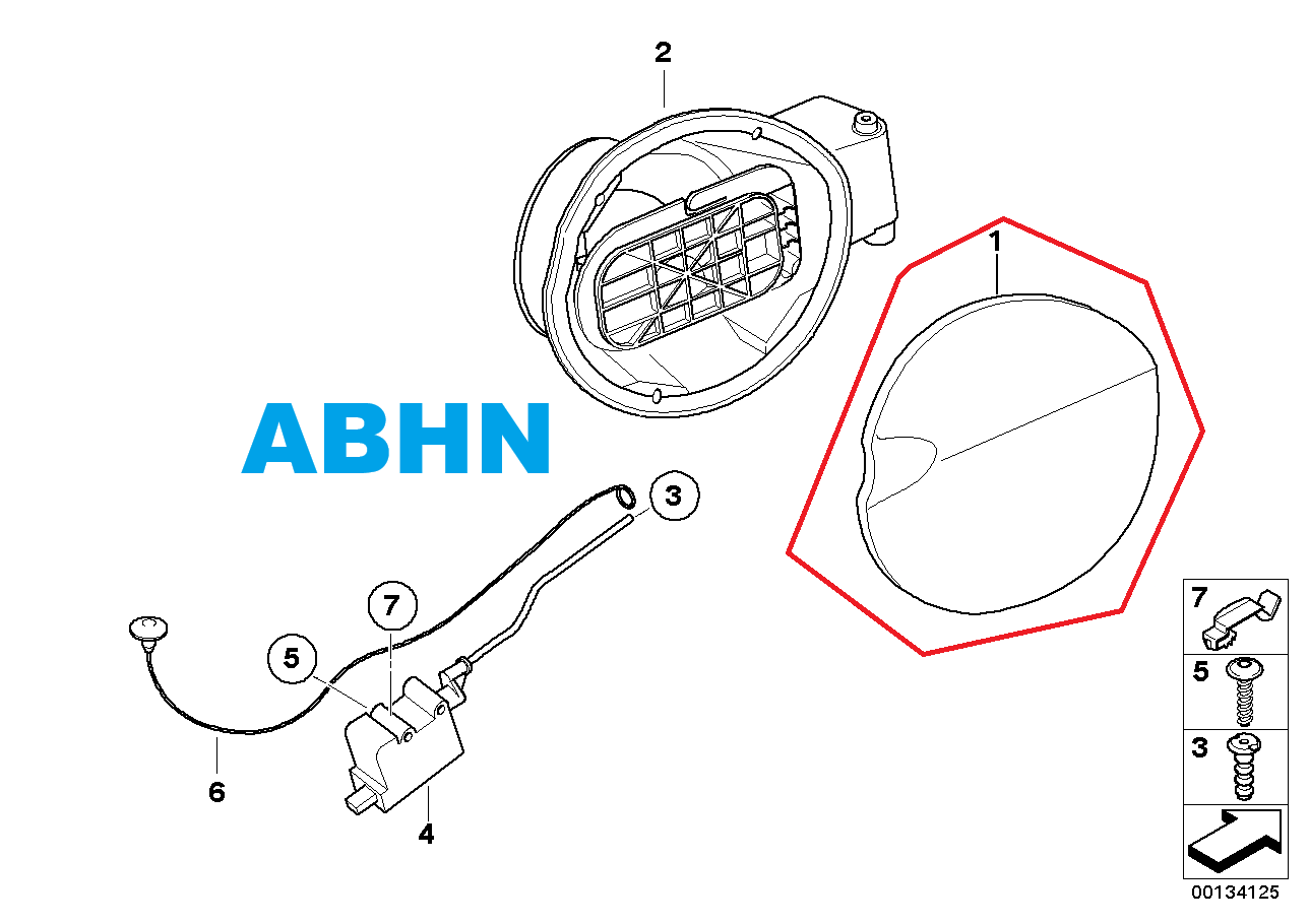 BMW 1 Series E81 (07-11) 3-Door Hatchback Fuel Flap Cover Met Black 51177172083 - Image 3