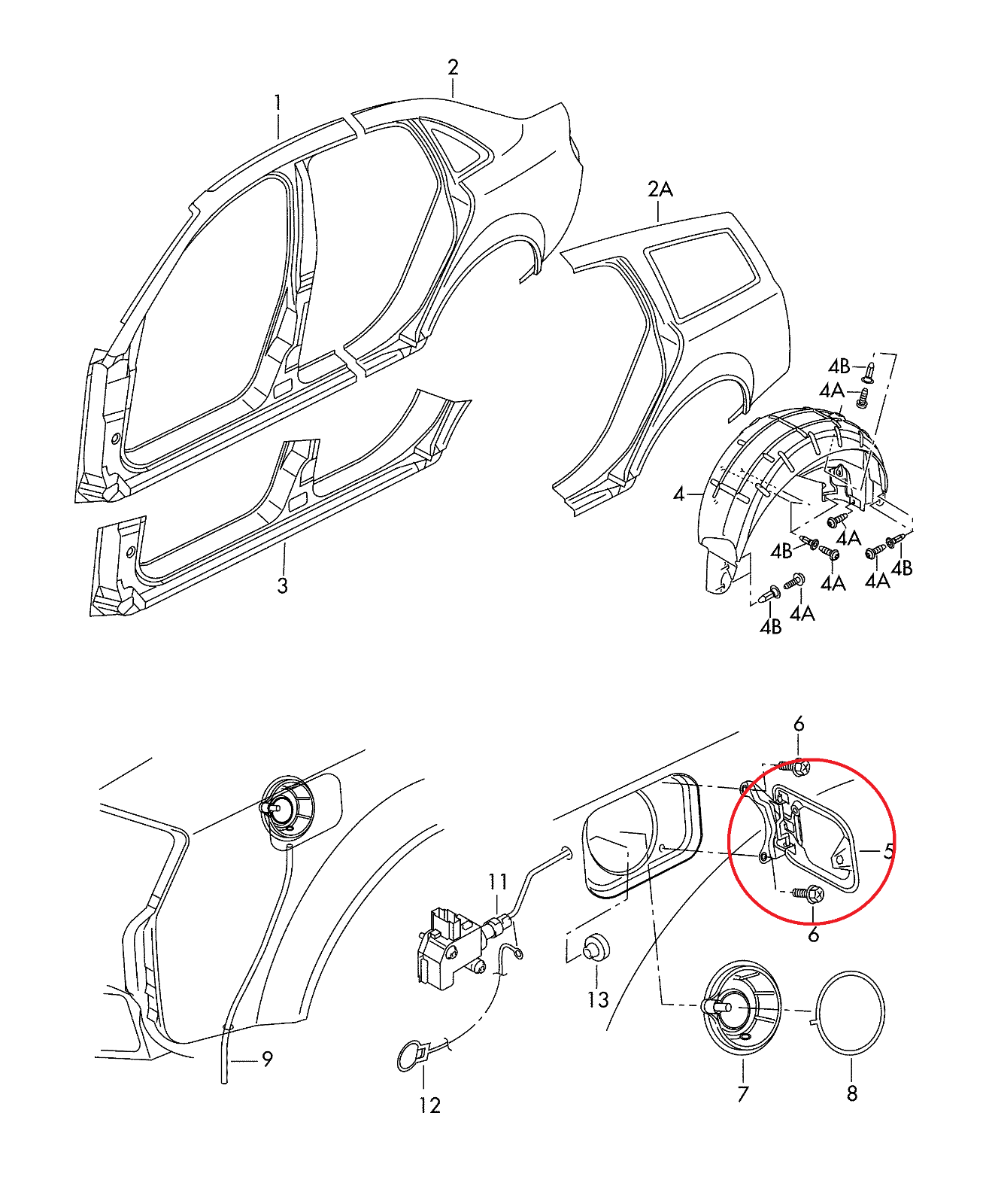 Audi A4 8E5 B6 (2001-2005) Fuel Fill-In Flap Cover 8E0809905B Dolphin Grey LX7Z - Image 4