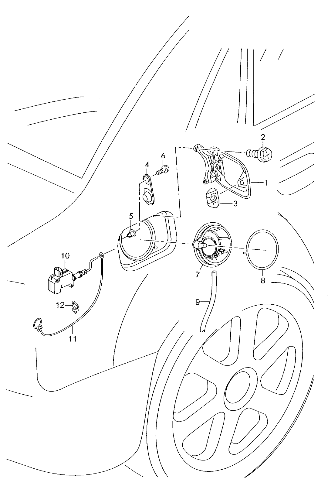Audi A4 8H7 B6 (02-09) Convertible Fill-In Fuel Flap Cover 8H0809905 Met Black - Image 3