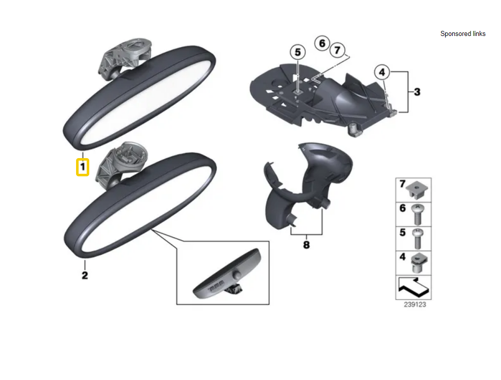 Mini R56 R55 R60 R61 (2006-2014) Manual Rear View Mirror Radio 9302872 + Covers - Image 3