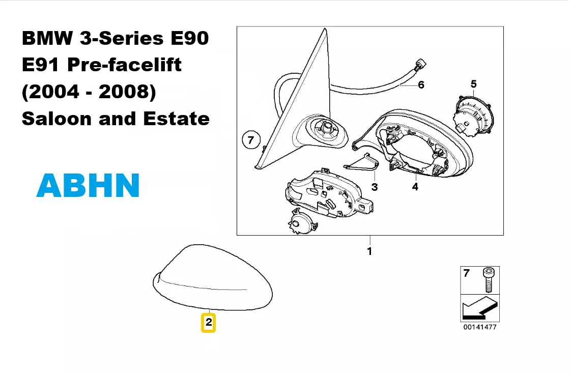 BMW 3 Series E90 E91 /04-08 Right Side Door Mirror Cover A3331436 Sparkling Grey - Image 3