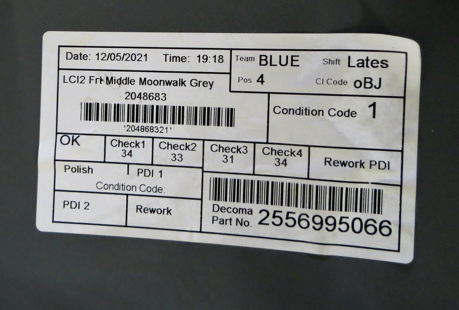 Mini One Cooper LCi2 Genuine Front Facing Bumper Middle Panel Moonwalk Grey - Image 9