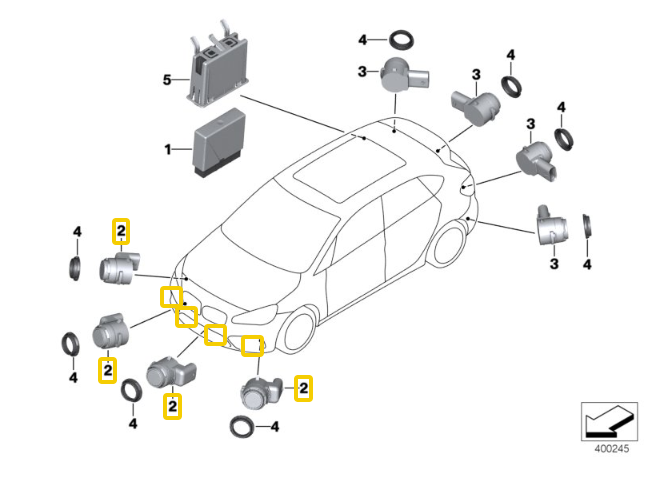 BMW i3 X1 F48 X2 F39 (4x) Genuine Front Bumper Ultrasonic Parking Sensor 9274428 - Image 8