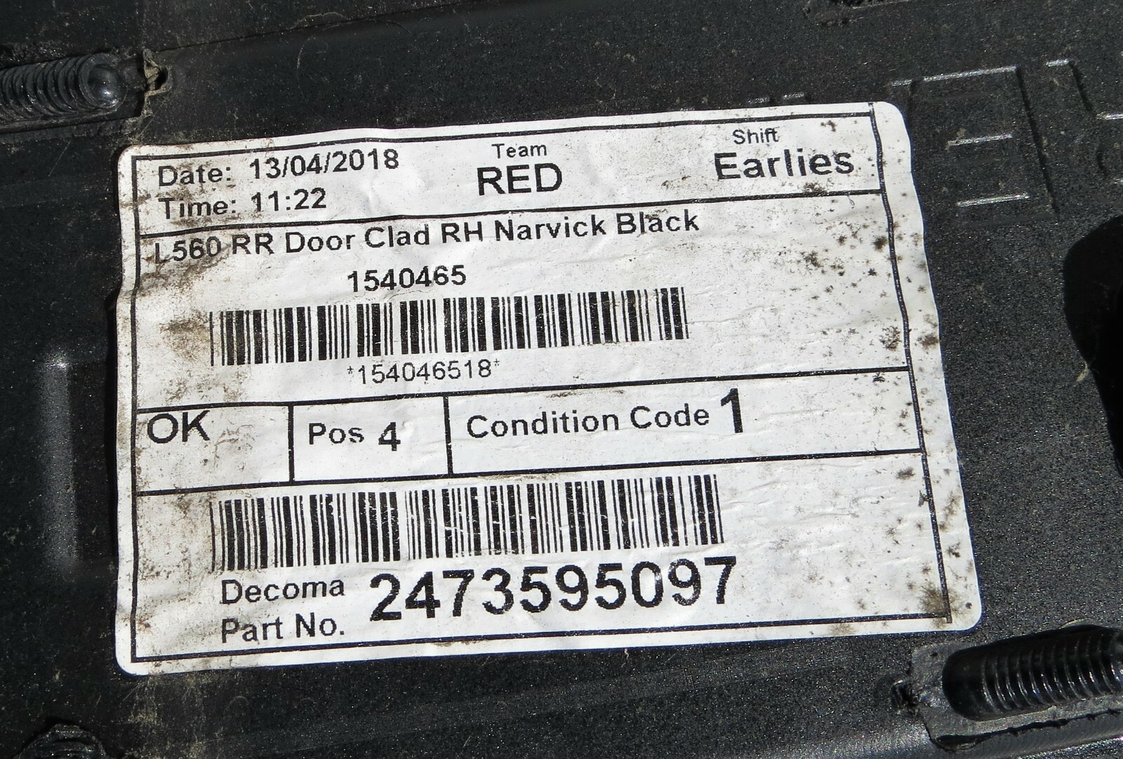 Range Rover Velar Rear Right Side Door Clad Lower Moulding Trim Whole Black - Image 8