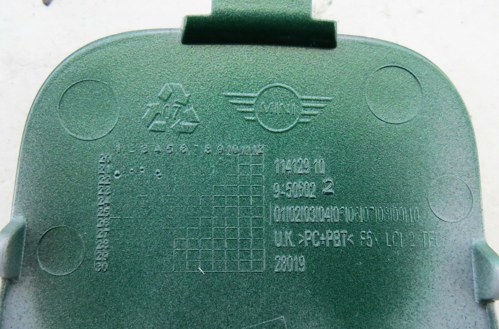 9450602 Mini One Cooper S LCi2 Front Bumper Towing Eye Cover BRG IV Green 3 - Image 5