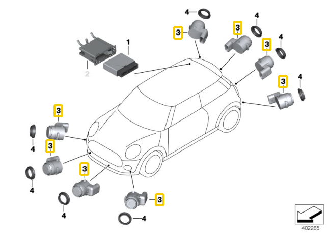 Mini Hatch F55 F56 F57 4x Genuine Front Bumper Ultrasonic Parking Sensor 9274428 - Image 8