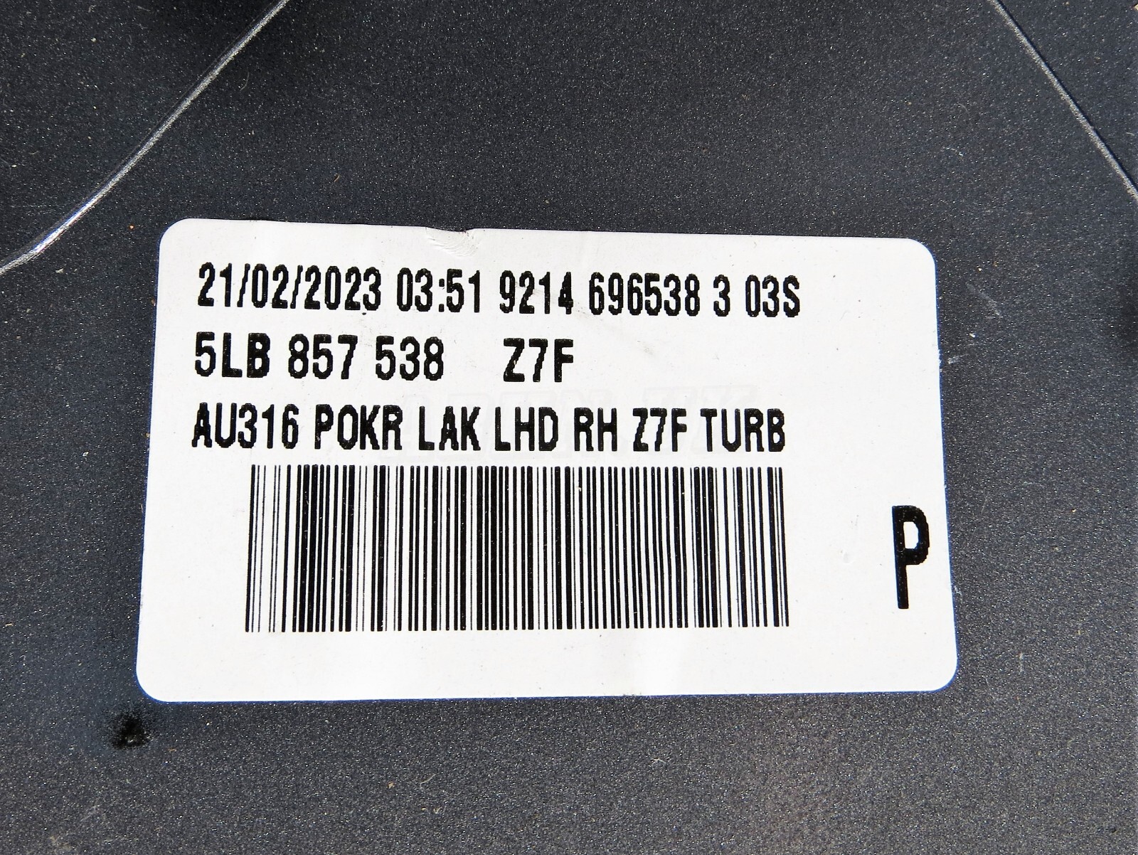 5LB857538 Skoda Enyaq Electric LHD Right Side Wing Mirror Cover Graphite Grey Me - Image 7