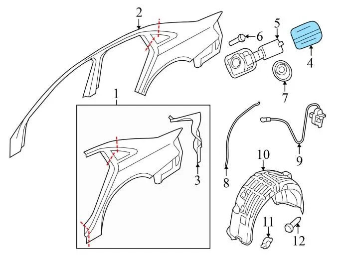 Audi A4 8K2 B8 (2008-2015) Saloon Fuel Flap Cover 8K0809907 Solid Black L/AV LR2 - Image 2