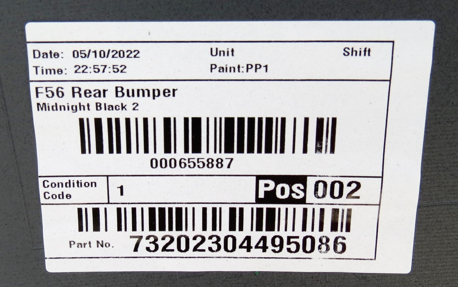 Genuine Mini Cooper F56 Complete Rear Bumper in Midnight Black 4 Parking Sens - Image 9