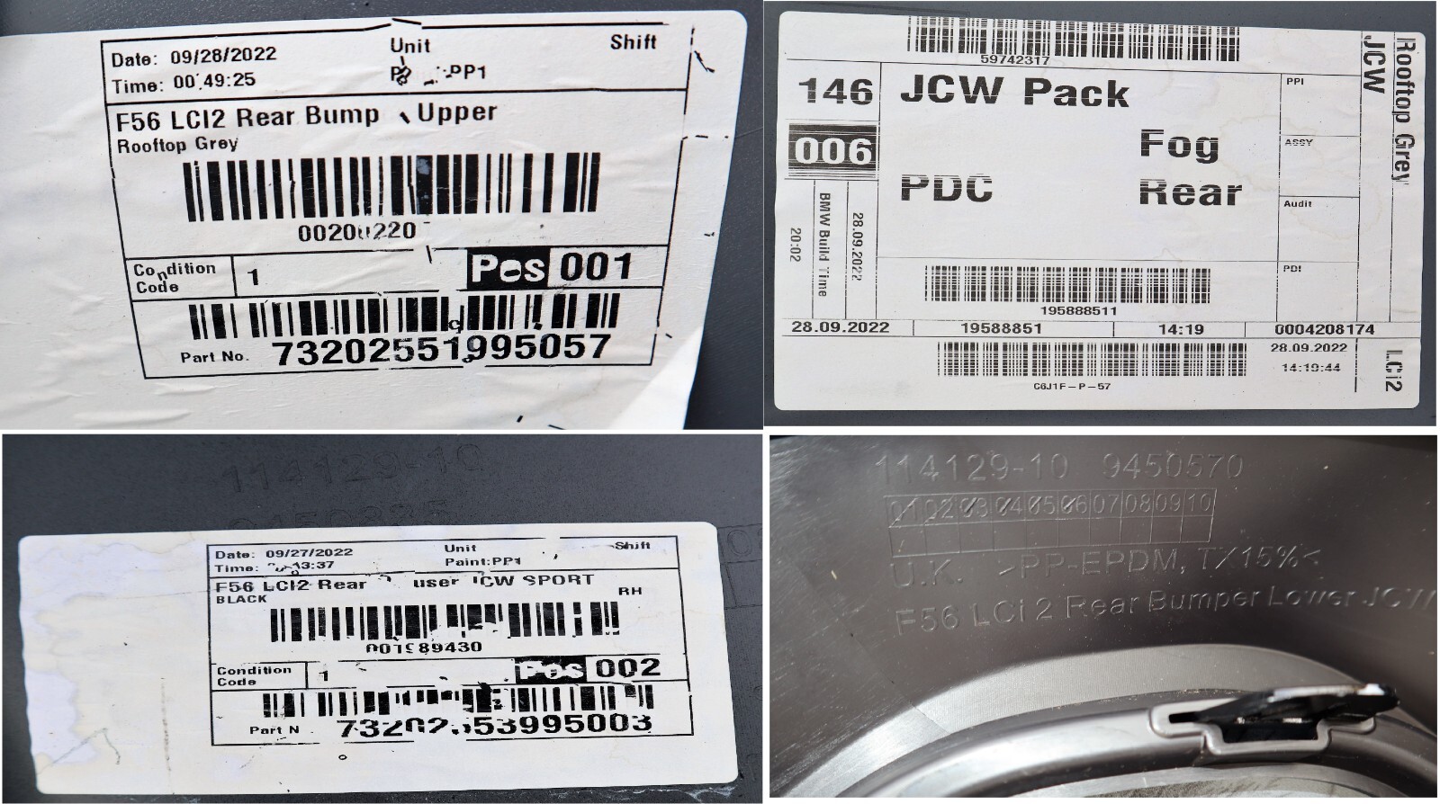 Mini Cooper JCW F56 LCi2 Rear Complete Bumper Rooftop Grey 4 PDC Hole Tow Fog - Image 11