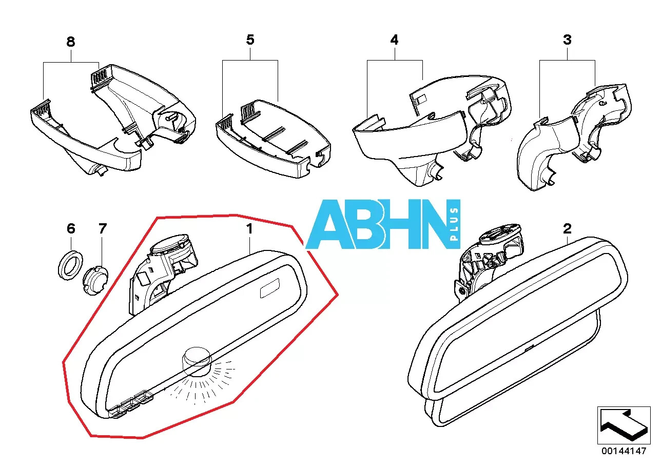 BMW E90 E91 Interior Auto Dimming Rear View Mirror EC LED 9134459 + Base Covers - Image 3