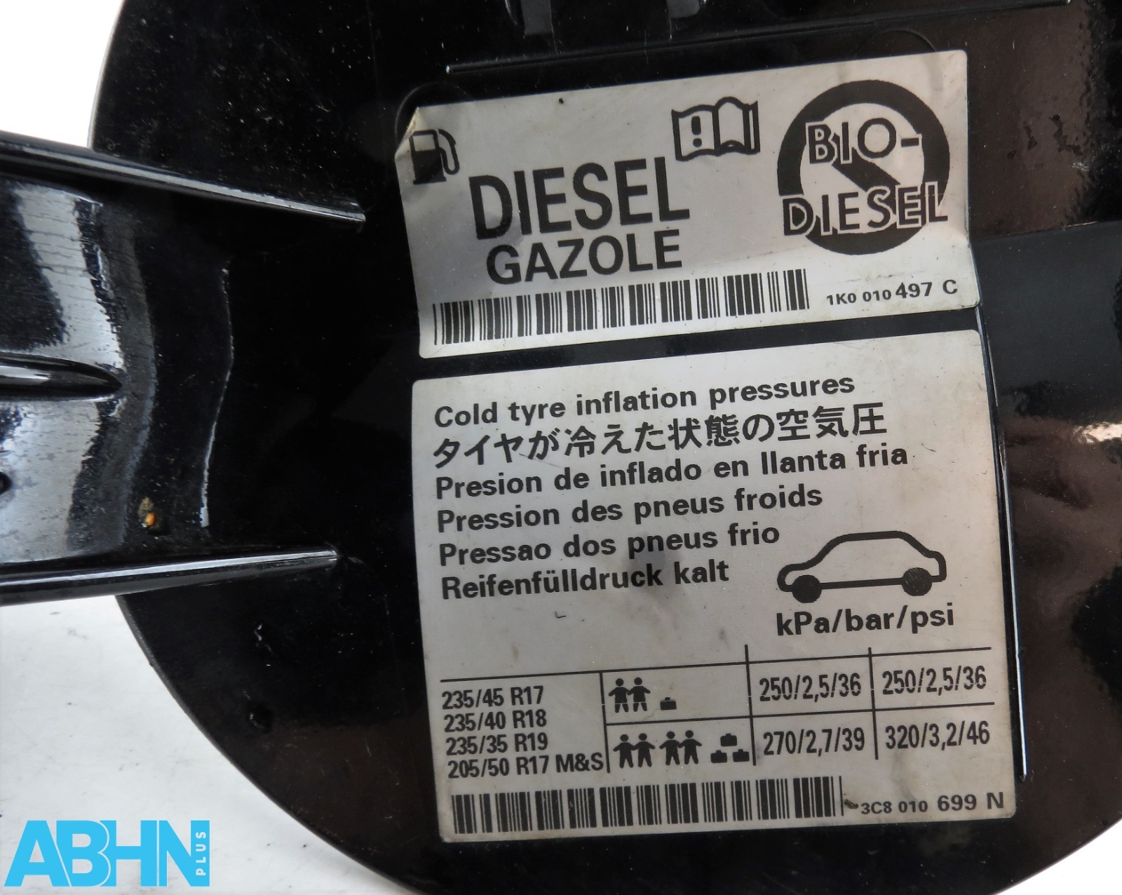 VW Passat CC B6 B7 (2008 - 2016) Coupe Fuel Flap Cover 3C8809857 Metallic Black - Image 11