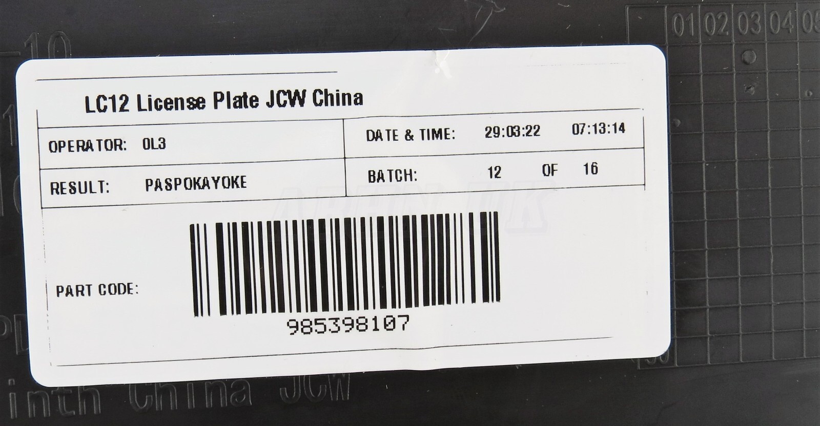 9853981 Mini F56 LCi2 JCW Front Bumper China License Plate Number Holder Mould - Image 10