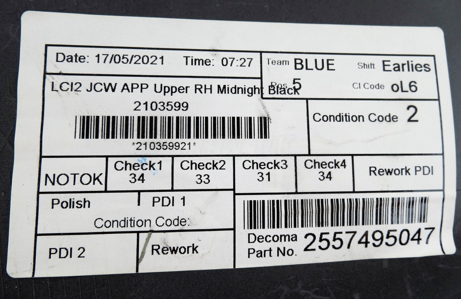 9450622 Mini JCW LCi2 Right Hand Side Front Bumper Facing Trim Midnight Black 2 - Image 7