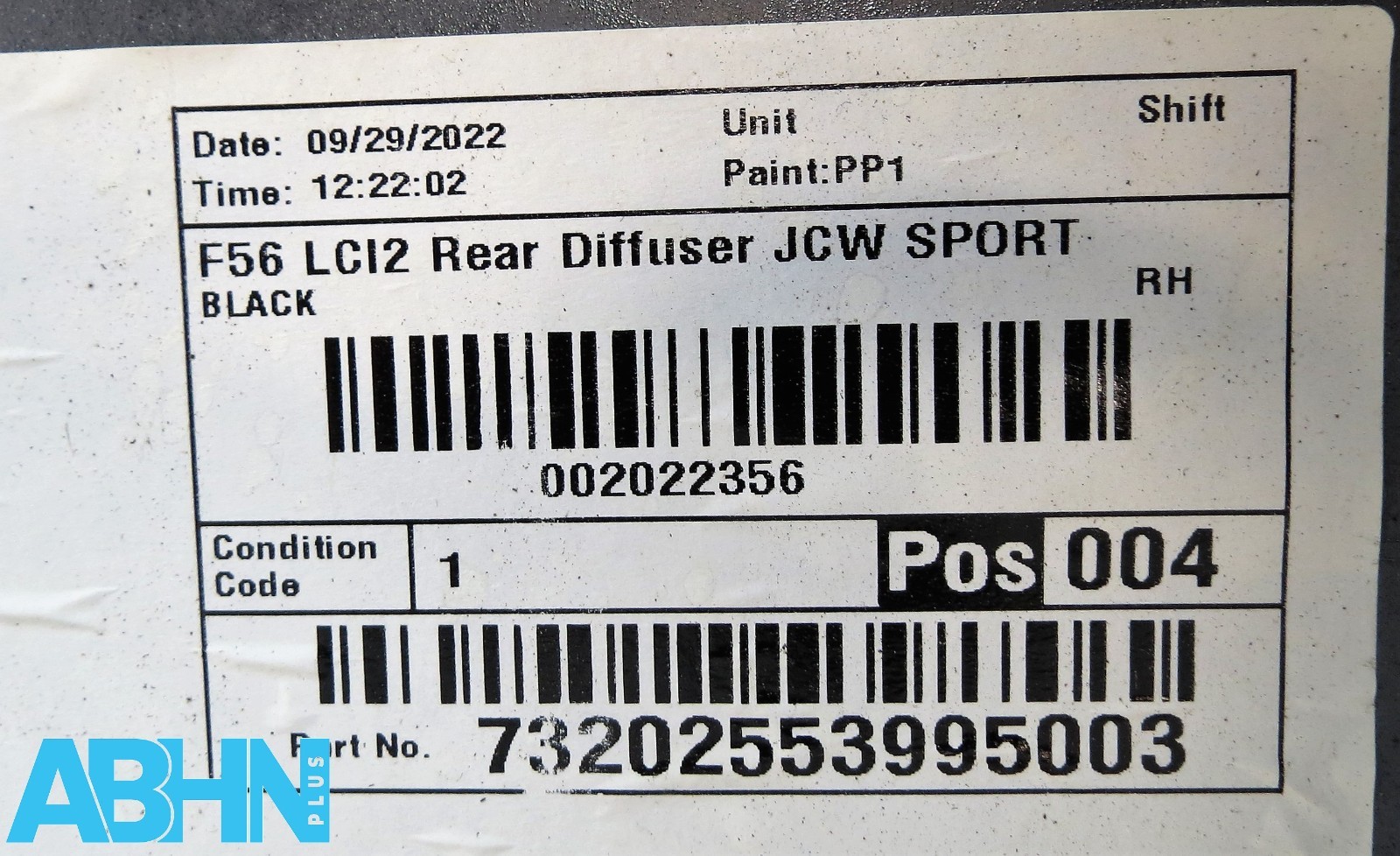 9450835 Mini Cooper S Sport JCW LCI2 F56 20^ Rear Bumper Diffuser 4 PDC Fog V311 - Image 13