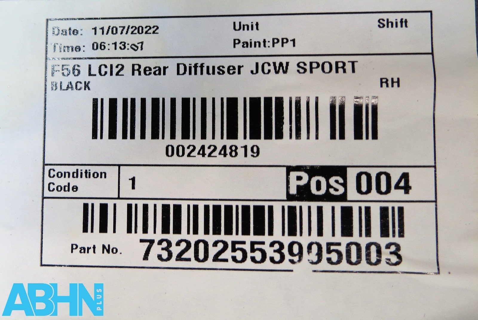 9450835 Mini Cooper S Sport JCW LCI2 F56 20^ Rear Bumper Diffuser 4 PDC Fog V319 - Image 11