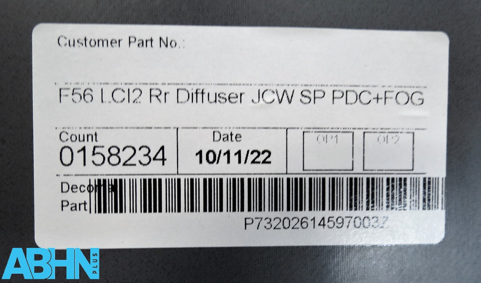 9450835 Mini Cooper S Sport JCW LCI2 F56 20^ Rear Bumper Diffuser 4 PDC Fog V319 - Image 12