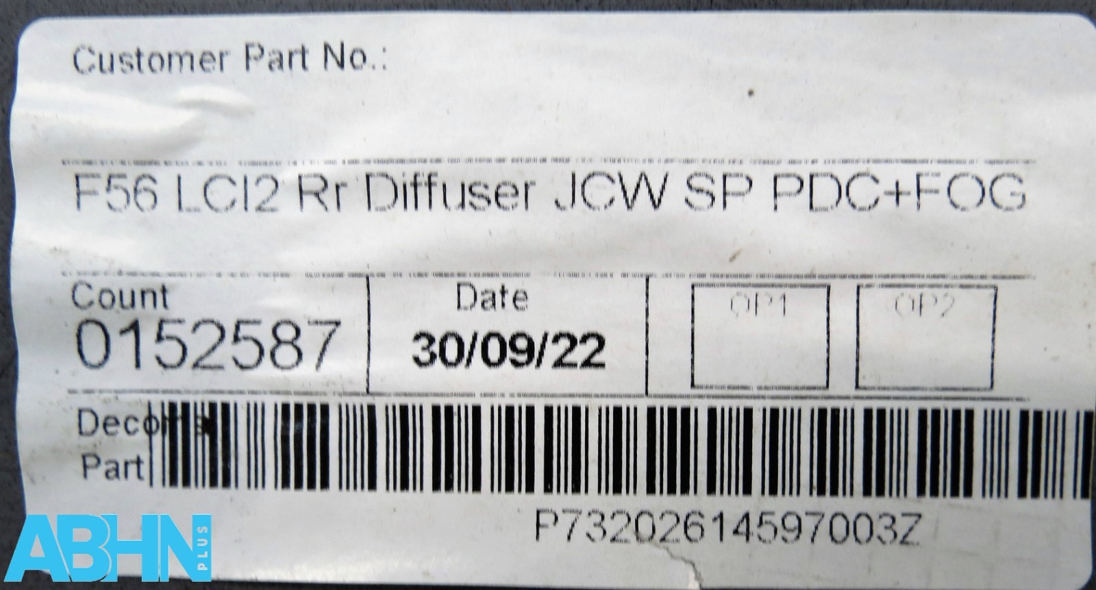 9450835 Mini Cooper S Sport JCW LCI2 F56 20^ Rear Bumper Diffuser 4 PDC Fog V333 - Image 14