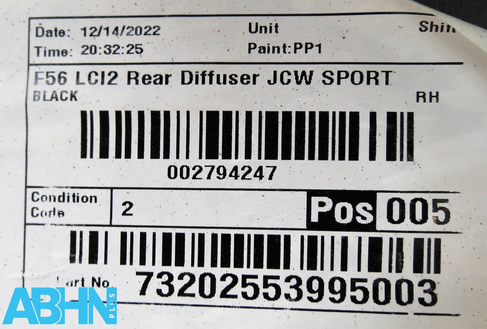 9450835 Mini Cooper JCW Sport LCI2 F56 2020-24 Rear Bumper Diffuser No PDC V369 - Image 12