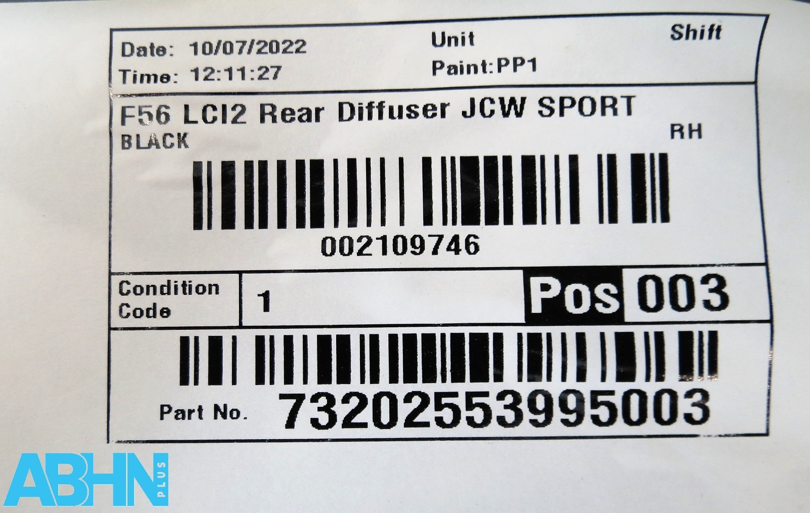 9450835 Mini Cooper S Sport JCW LCI2 F56 20^ Rear Bumper Diffuser 4 PDC Fog V325 - Image 11