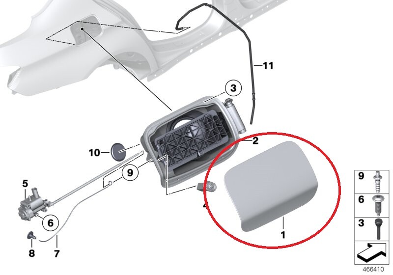 BMW 5 Series F10 (09-16) Saloon Fuel Flap Cover 41007204341 Sophisto Grey A90/7 - Image 6