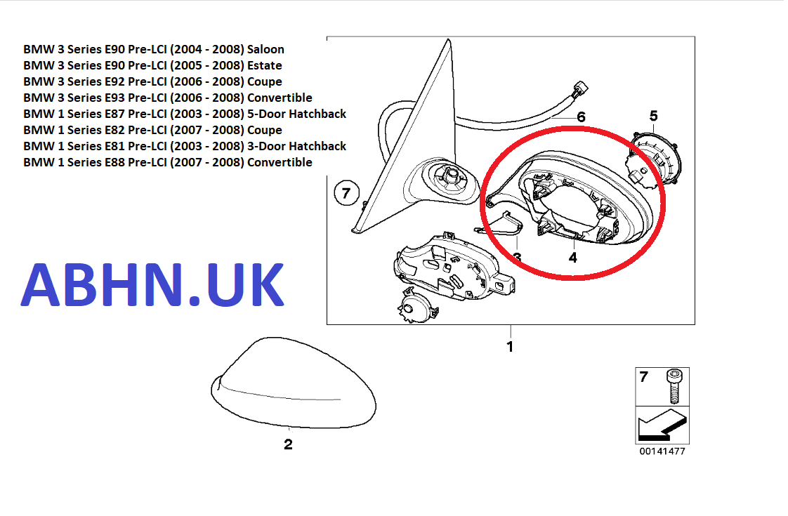 BMW 1 3 Series -08 Left Side Door Mirror Supporting Ring Bezel Gloss Black 39131 - Image 8